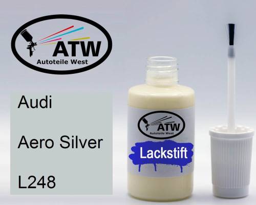 Audi, Aero Silver, L248: 20ml Lackstift, von ATW Autoteile West.